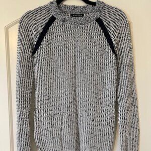 Trouve Knit Sweater, Nautical, blue and white, size small